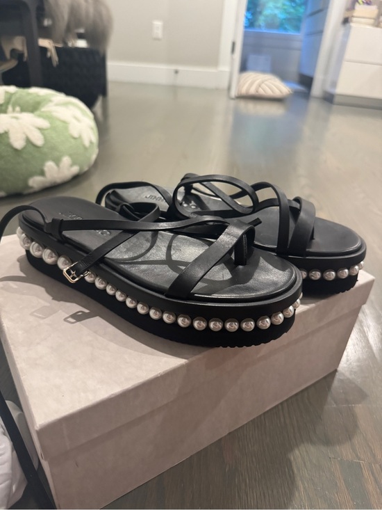 Jimmy Choo Shoes - Jimmy Choo Black Sandals with Pearl Trim